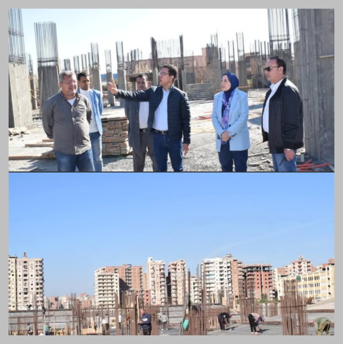 رئيس جامعة بنها يتفقد سير أعمال تنفيذ مبنى المدرجات بالجامعة